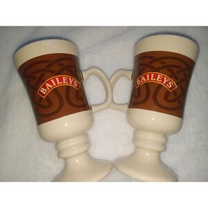 2 Lot Vintage Baileys Irish‎ Cream Coffee Mugs Pedestal Ceramic